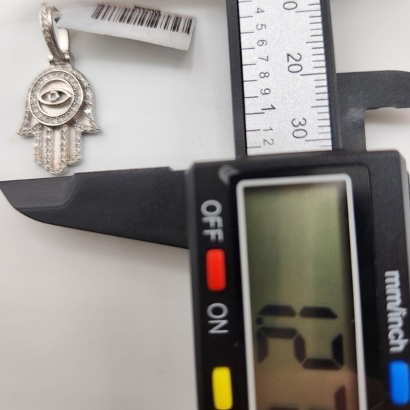 REAL Diamond Hamsa Pendant, Evil Eye Pendant, Free Appraisal, Genuine Diamonds - Picture 3 of 5